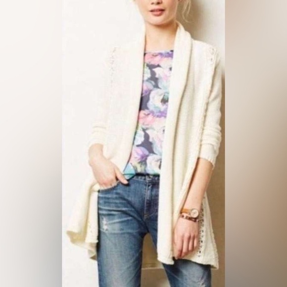 Anthropologie Angel of The North Off White Cardigan size Small Long - Picture 9 of 9